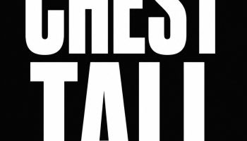 Typographic phone wallpaper reading Chest Tall, an instructional self-talk cue for squatting