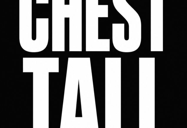 Typographic phone wallpaper reading Chest Tall, an instructional self-talk cue for squatting